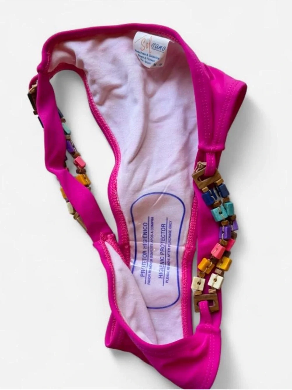 Kids Halter Triangle Bikini in Bright Fuchsia with Bead Trim NWOT